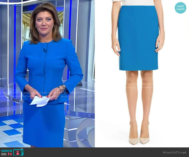 Boss Vileana Pencil Skirt worn by Norah O'Donnell on CBS Evening News