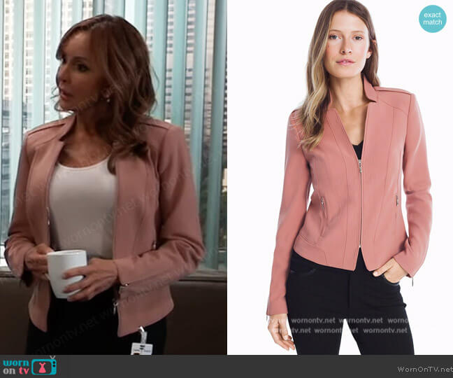 White House Black Market Seamed Zip-Front Jacket worn by Bobbie Spencer (Jackie Zeman) on General Hospital