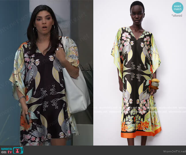 Zara Print Kaftan worn by Brook Lynn Quartermaine (Amanda Setton) on General Hospital