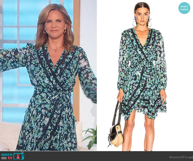 Zimmermann Moncur Wrap Mini Dress worn by Natalie Morales on The Talk