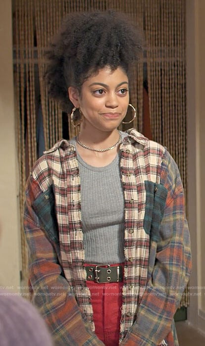 Abby’s mixed plaid shirt on Maggie