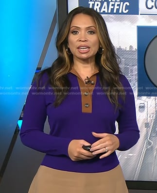 Adelle’s purple contrast collar polo sweater on Today