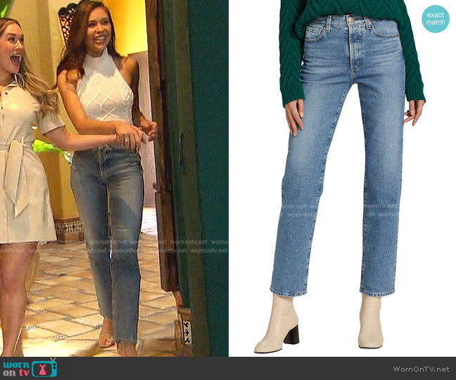 AG Jeans Alexxis High-Rise Straight-Leg Stretch Jeans worn by Gabriela Windey on The Bachelorette