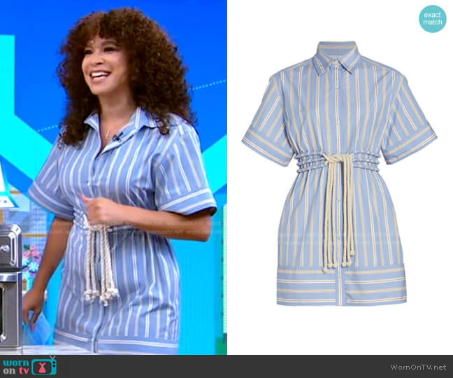 AKNVAS Fiona Stripe Rope Tie Cotton Tunic Shirt