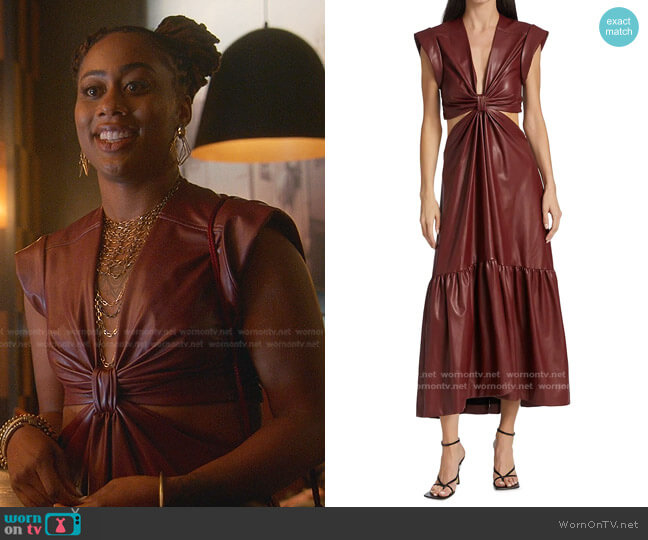 A.L.C. Alexandria Faux Leather Cut-Out Dress worn by Malika Williams (Zuri Adele) on Good Trouble