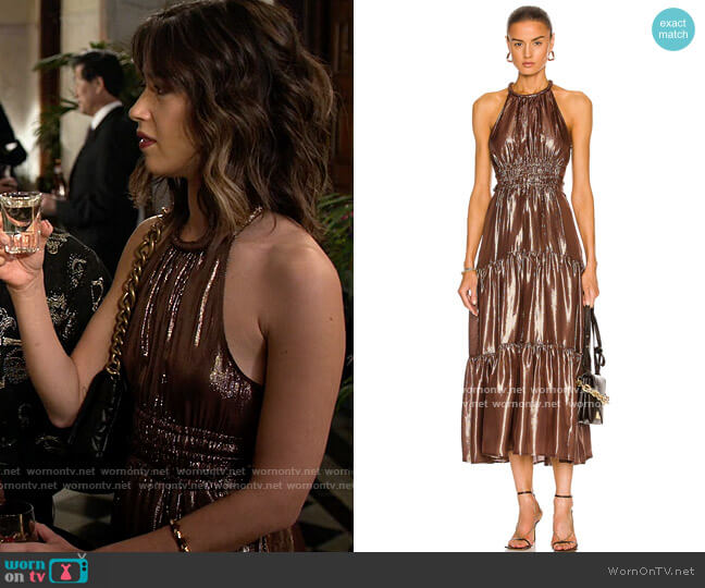 A.L.C. Elara Dress in Chocolate worn by Louise (Nichole Sakura) on Maggie