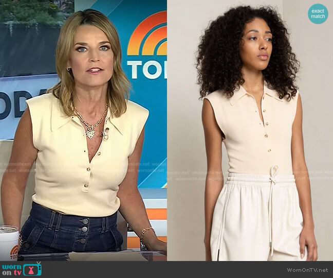 A.L.C. Taylor Rib Knit Polo Top worn by Savannah Guthrie on Today
