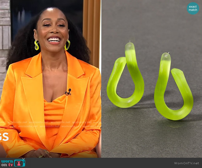 Alexis Bittar Lucite Twist Hoop Earring- Neon Yellow