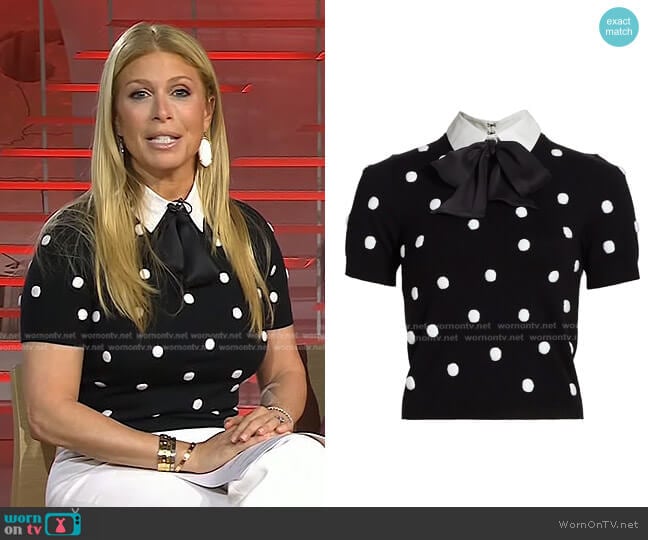 Alice + Olivia Ciara Polka Dot Knit Sweater worn by Jill Martin on Today