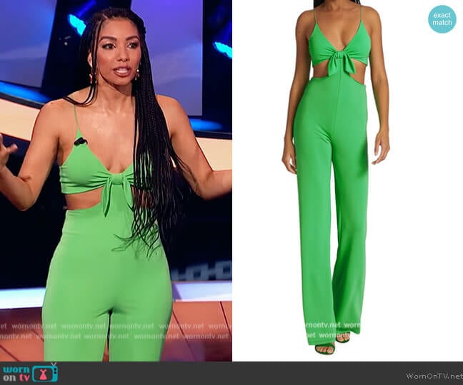 Alice + Olivia Havana Cut-Out Jumpsuit worn by Corinne Foxx on Beat Shazam