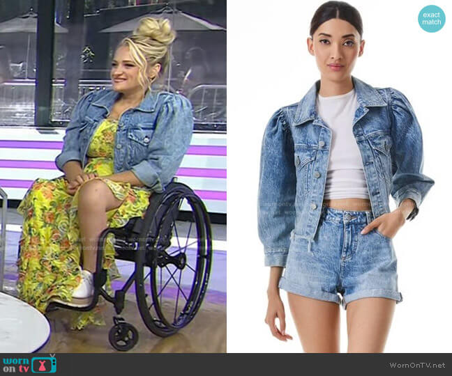Alice + Olivia Lana Puff Sleeve Denim Jacket