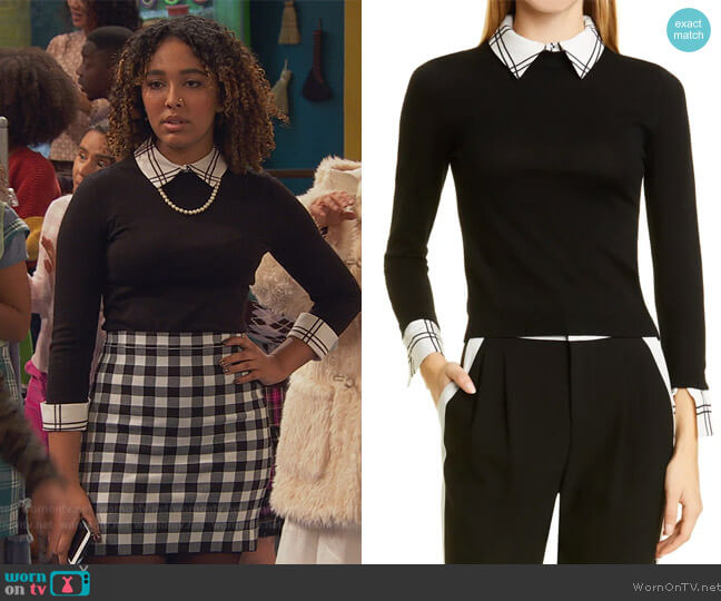 Alice + Olivia Porla Convertible Collar and Cuffs Stretch Wool Sweater