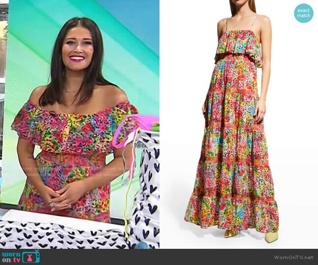 Alice + Olivia Kia Smocked Eyelet Maxi Dress