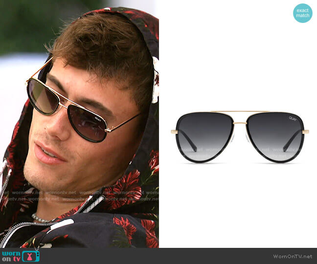 Quay All In Sunglasses in Black Smoke worn by Isaiah Campbell on Love Island USA