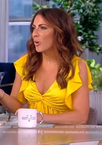Alyssa Farah’s yellow flutter sleeve top on The View