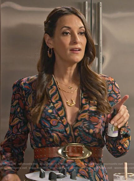 Amy’s leaf print jumpsuit on Maggie