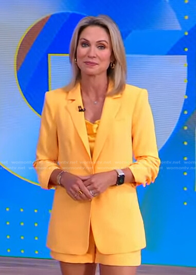 Amy’s orange blazer and shorts on Good Morning America