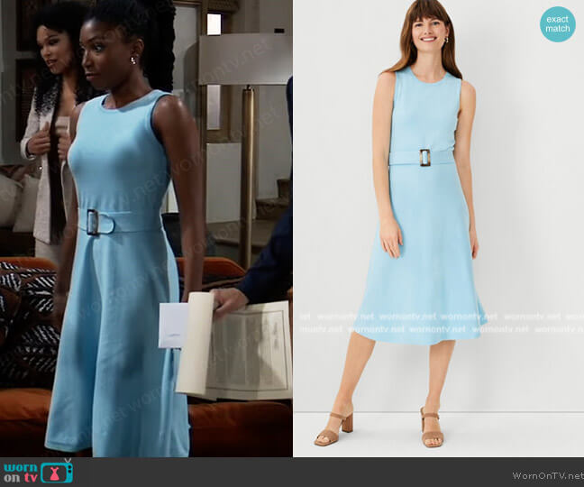 Ann Taylor Petite Belted Sleeveless Sweater Dress worn by Trina Robinson (Tabyana Ali) on General Hospital