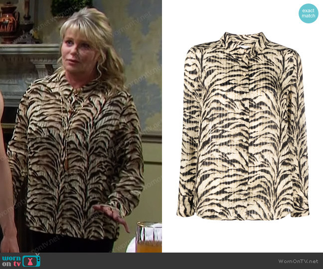 Ba&Sh Tiger-Print Shirt worn by Bonnie Lockhart (Judi Evans) on Days of our Lives