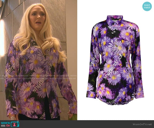 Balenciaga Floral Jacquard Blouse worn by Erika Jayne on The Real Housewives of Beverly Hills