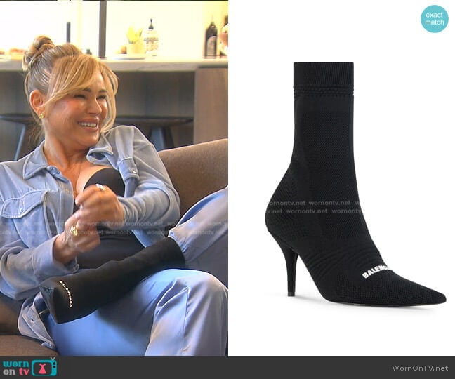 Balenciaga Knife 2.0 80mm ankle boots worn by Diana Jenkins on The Real Housewives of Beverly Hills