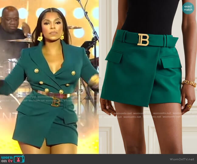 Balmain Belted Wool Mini Skirt