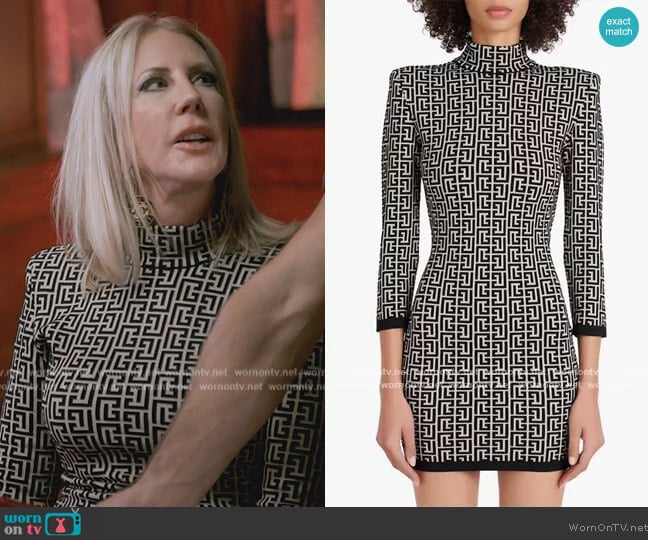 Balmain Bicolor Jacquard Knit Dress worn by Vicki Gunvalson on The Real Housewives Ultimate Girls Trip