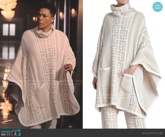Balmain Monogram Knit Poncho worn by Lorraine Swift (April Parker Jones) on Tom Swift