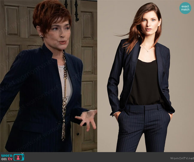 Banana Republic Pinstripe Lightweight Wool Blazer worn by Diane Miller (Carolyn Hennesy) on General Hospital