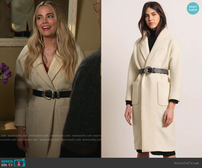 ba&sh Corentin Coat worn by Maggie (Rebecca Rittenhouse) on Maggie