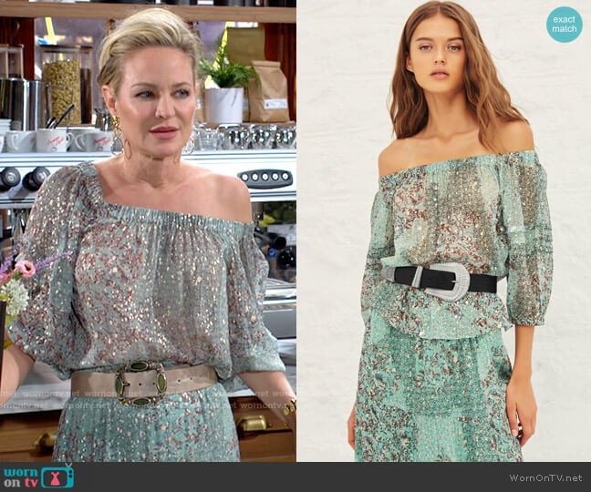 ba&sh Olga Top worn by Sharon Newman (Sharon Case) on The Young and the Restless