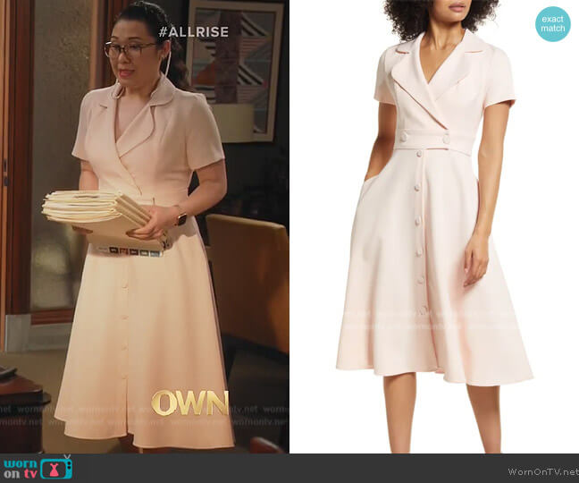 Black Halo Ingrid Trench Dress worn by Sherri Kansky (Ruthie Ann Miles) on All Rise