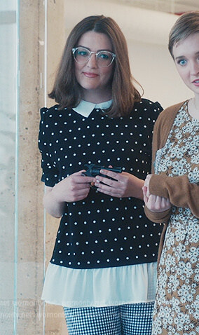 Black polka dot layered top on Everythings Trash
