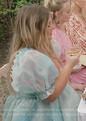 blue sheer puff sleeve dress on Southern Charm