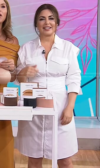 Bobbie’s white zip front shirtdress on Today