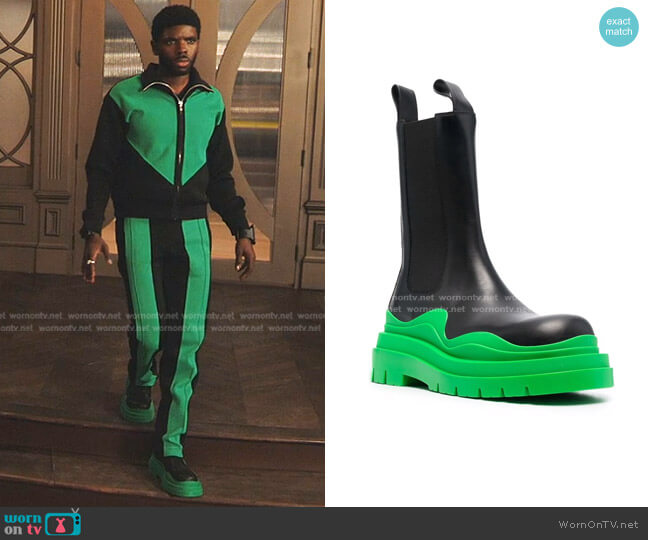 Bottega Veneta Tire Chunky-Sole Boots worn by Tom Swift (Tian Richards) on Tom Swift