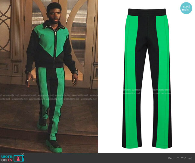 Bottega Veneta Technical Double Panel Track Trousers worn by Tom Swift (Tian Richards) on Tom Swift