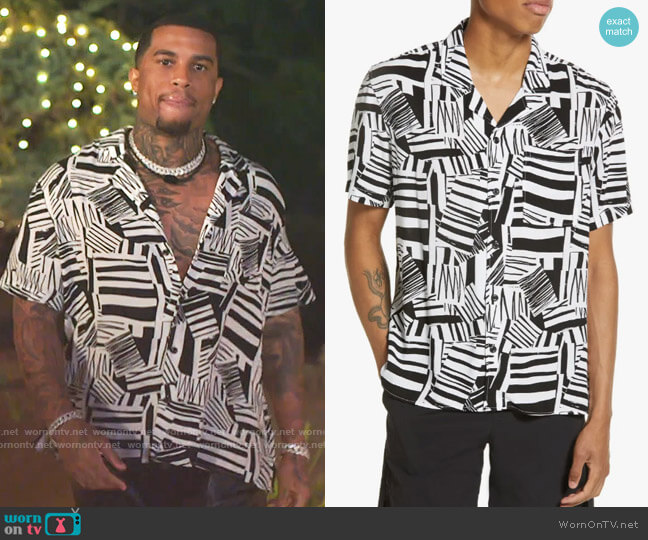 BP Collage Print Short Sleeve Button-Up Shirt worn by Jeff Christian Jr on Love Island USA