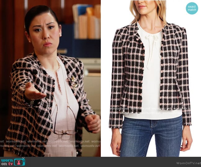 Cece Plaid Tweed Jacket worn by Sherri Kansky (Ruthie Ann Miles) on All Rise