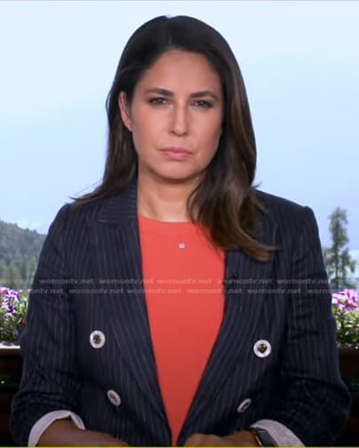 Cecilia’s navy pinstripe blazer on Good Morning America