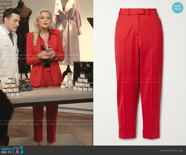 Cefinn Clement Cropped Twill Slim-Leg Pants worn by Alexis Carrington (Elaine Hendrix) on Dynasty