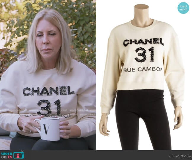 Chanel 31 Sweatshirt worn by Vicki Gunvalson on The Real Housewives Ultimate Girls Trip