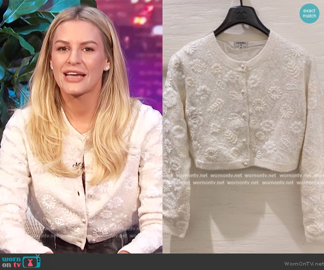 Chanel Floral Cardigan worn by Morgan Stewart on E! News