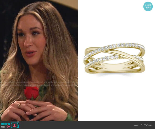 Charles & Colvard 1/3 CTW Round Caydia Lab Grown Diamond Triple Crossover Ring worn by Rachel Recchia on The Bachelorette