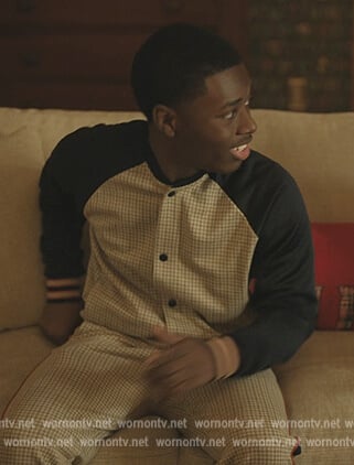 Contrast check bomber jacket on The Chi