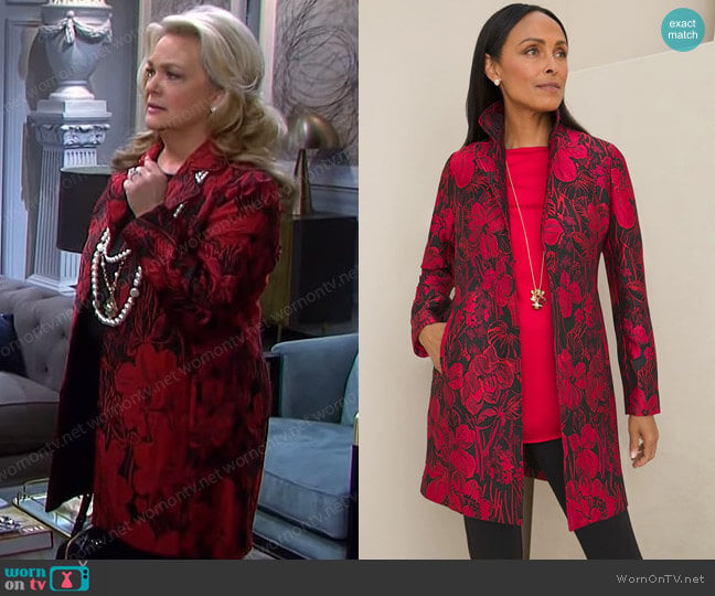 Chicos chicos-Floral-Print-Jacquard-Topper-eann-Hunley-days-of-our-lives worn by Anna DiMera (Leann Hunley) on Days of our Lives