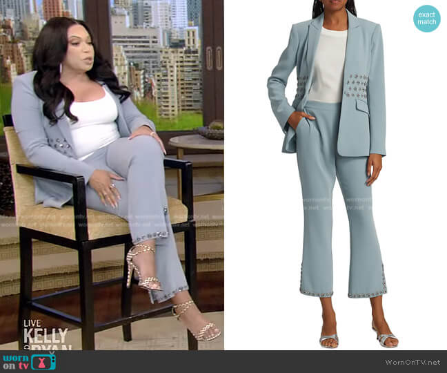 Cinq a Sept Loisa Embellished Blazer worn by Tisha Campbell on Live with Kelly and Mark