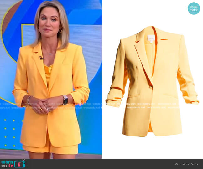 Cinq a Sept Khloe Crepe 3/4-Sleeve Blazer worn by Amy Robach on Good Morning America