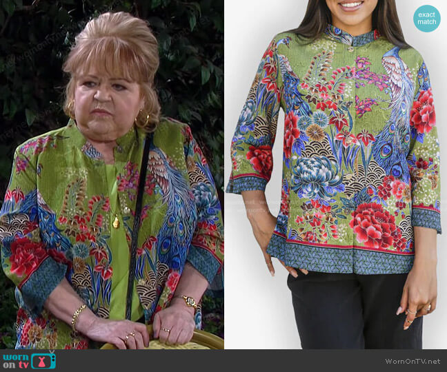 Citron Flower and Peacock Blouse