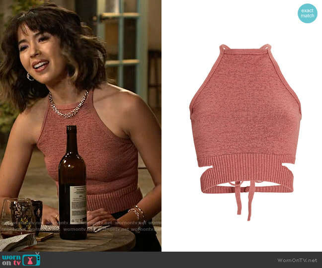 Cult Gaia Nan Knit Halter Top worn by Louise (Nichole Sakura) on Maggie